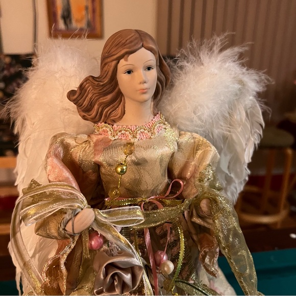 Vintage Angel Tree Topper 16” Porcelain Face - Picture 4 of 8